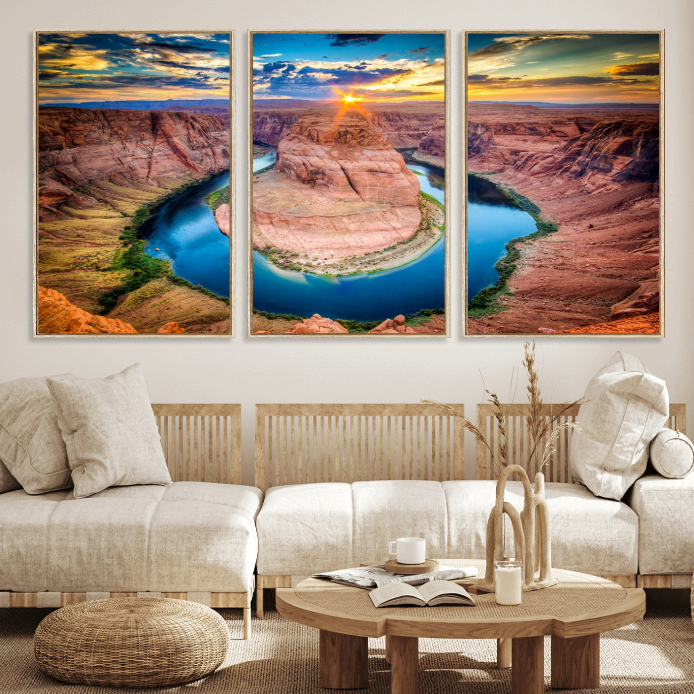 MGV-FC-60X30-3P - Sunset on the Horseshoe Bend Grand Canyon, Horseshoe Bend Grand Canyon Canvas Wall Art Print
