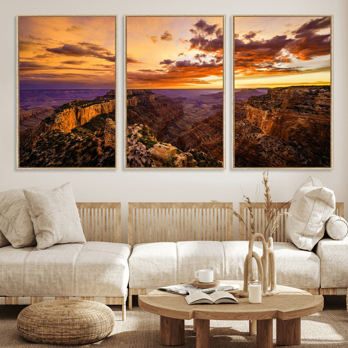 MGV-FC-60X30-3P - Mesmerizing Sunset from Grand Canyon Nal Park Wall Art, Grand Canyon Canvas Print