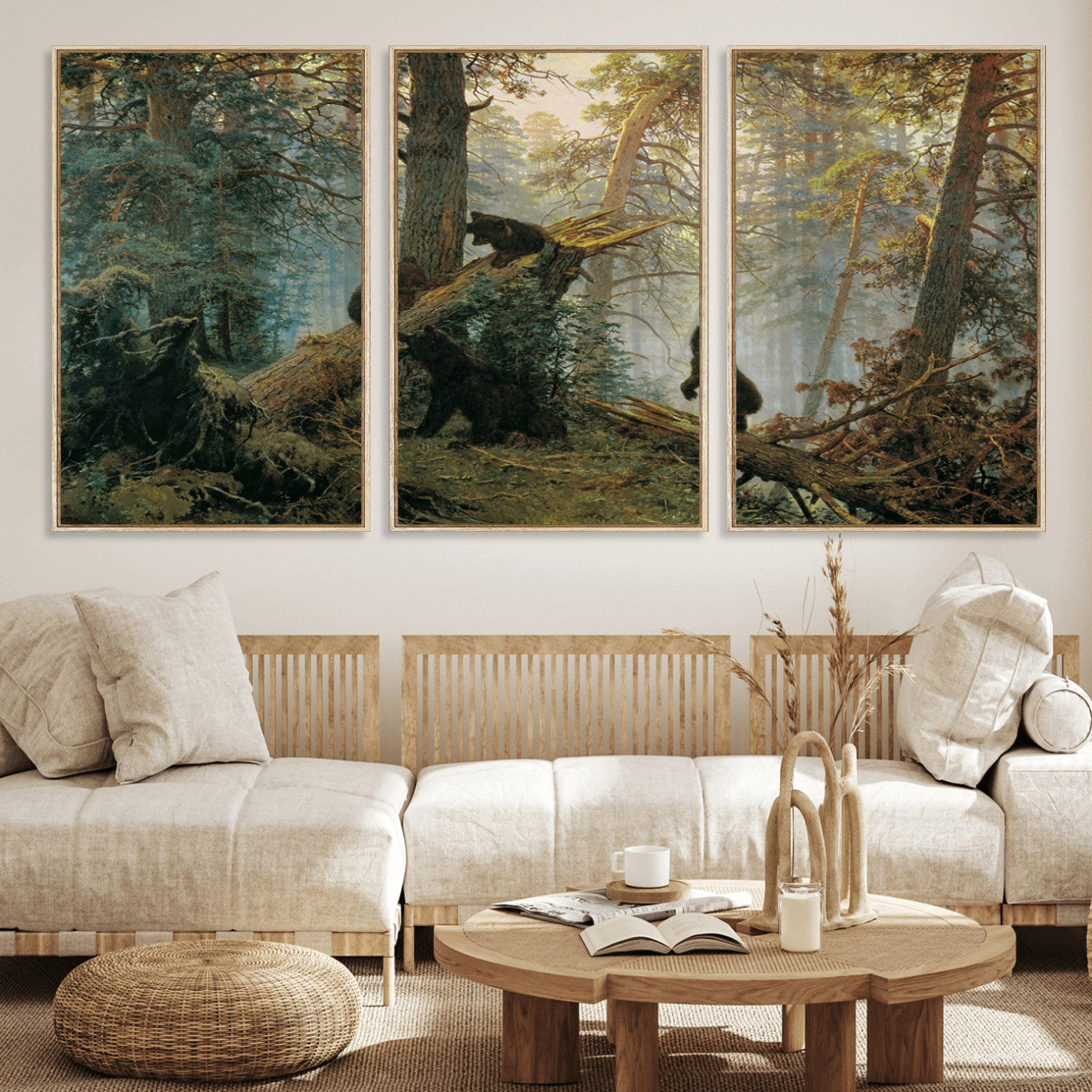 MGV-FC-60X30-3P - Grizzly Bear Cubs Wall Art Canvas Print