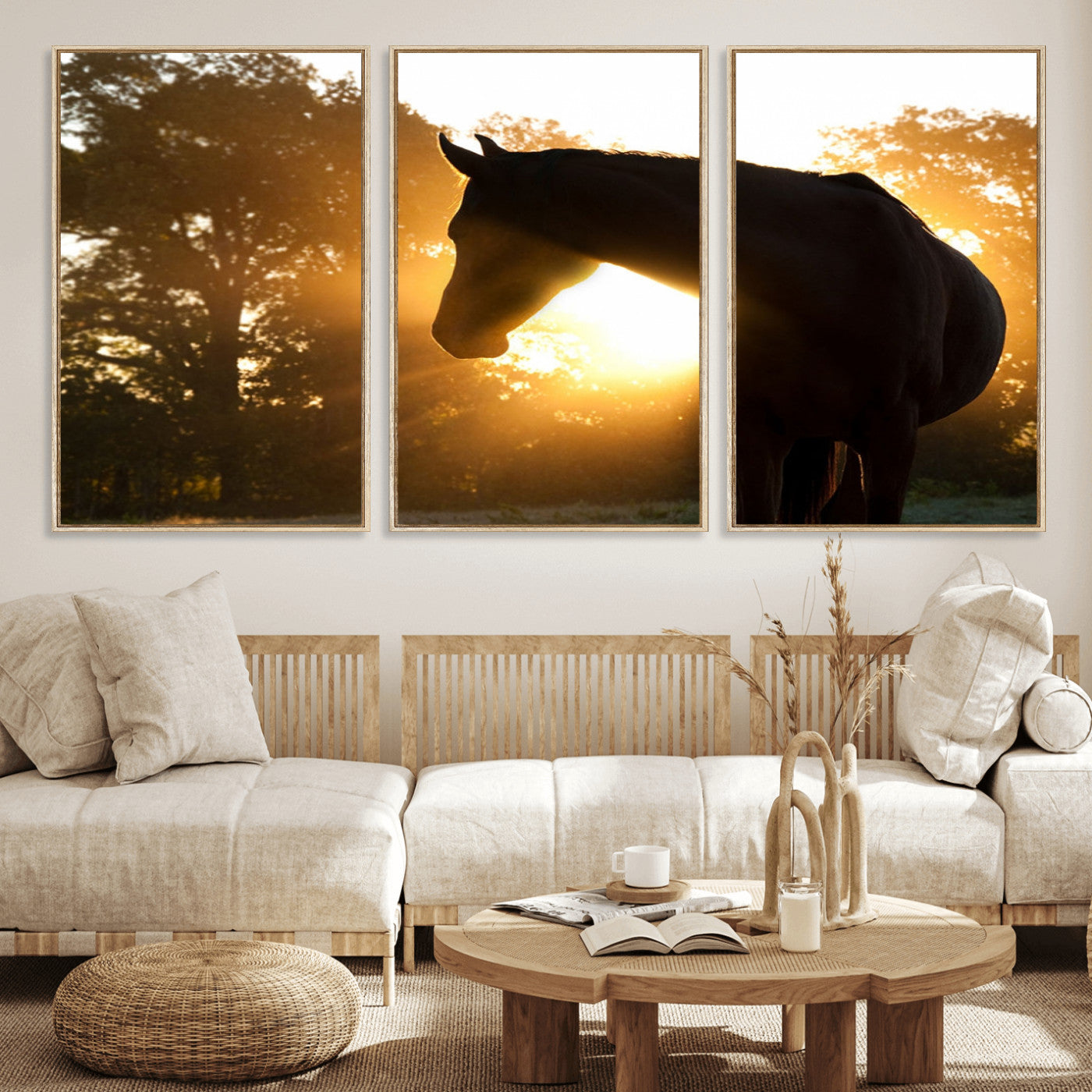 MGV-FC-60X30-3P - Horse at Sunset Wall Art Animal Canvas Print