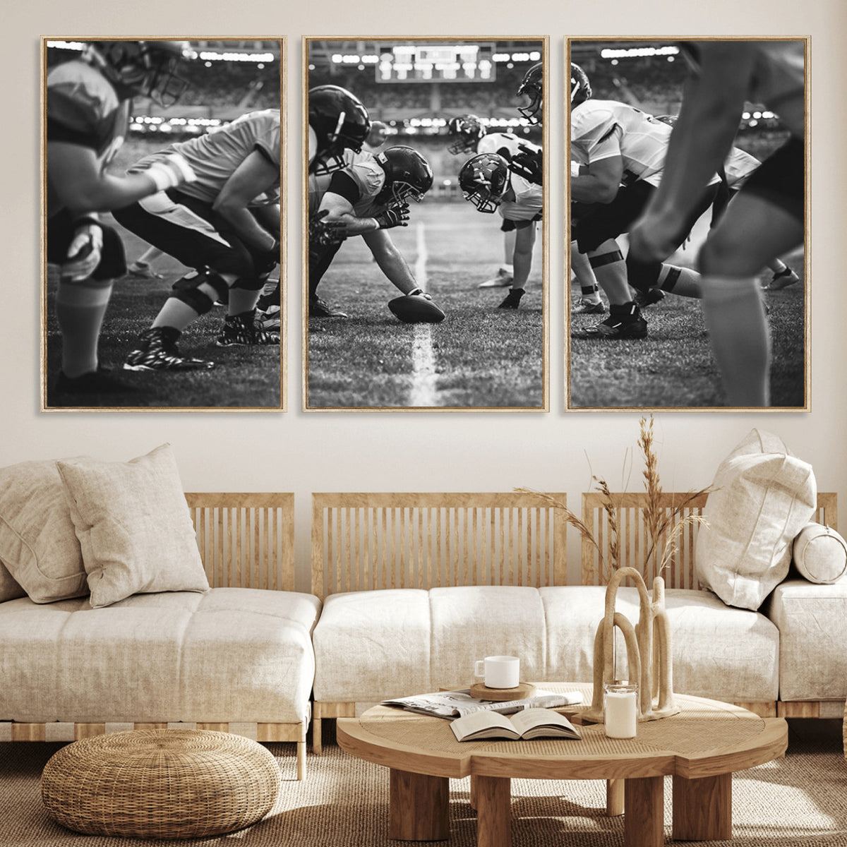 13273-MGV-CV-36X24 - American Football Wall Art Canvas Print Framed Stadium Sport