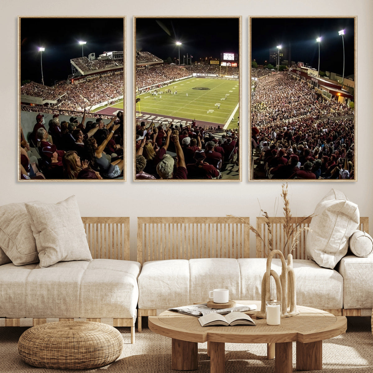 94126-MGV-CV-36X24 - Washington-Grizzly Stadium Canvas Wall Art | Exciting Game Night Atmosphere in Panoramic View