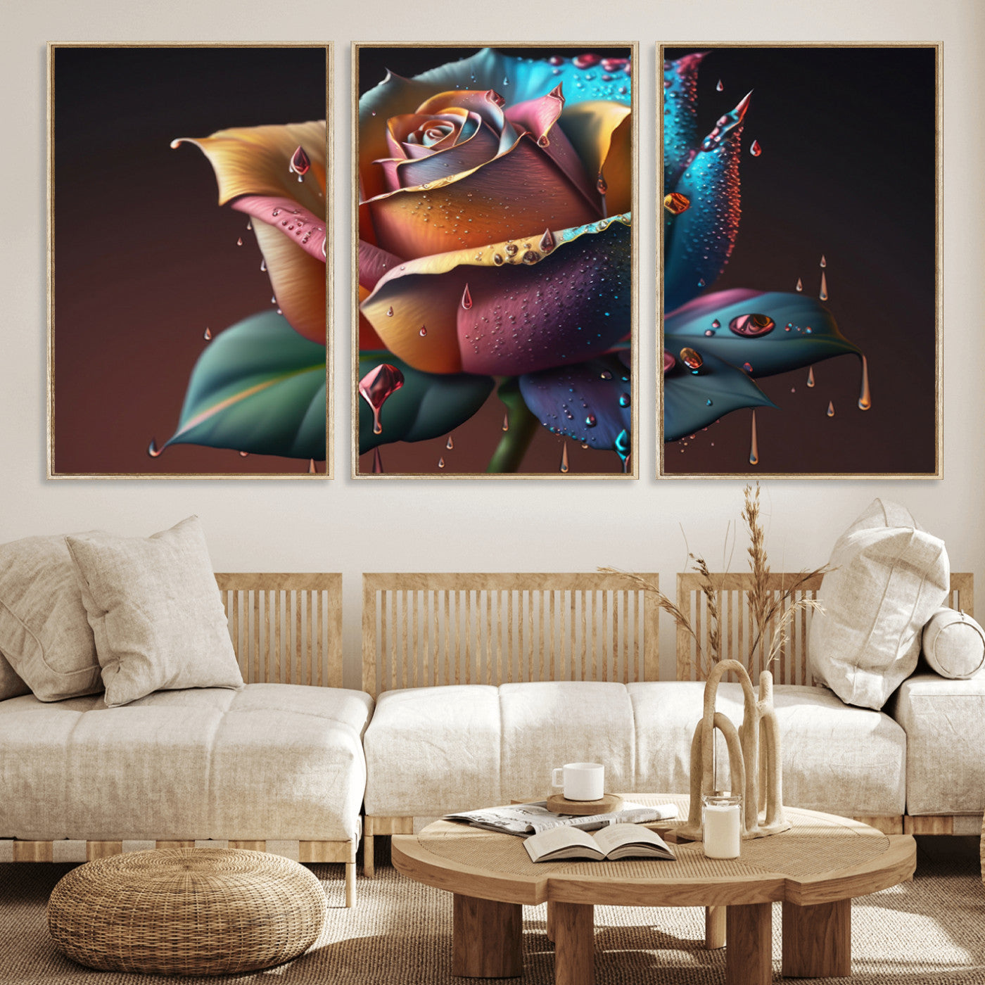 MGV-FC-60X30-3P - Abstract Rose Wall Art Canvas Print