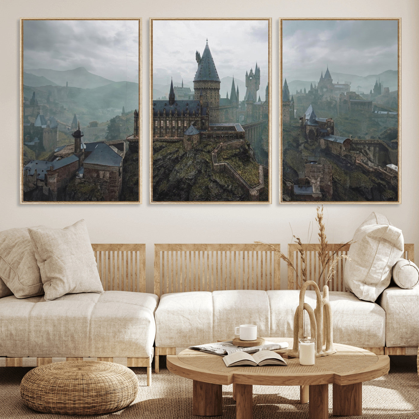 MGV-FC-60X30-3P - Disney Castle Wall Art Canvas Print, Living Kids Home Room Decor Art Print