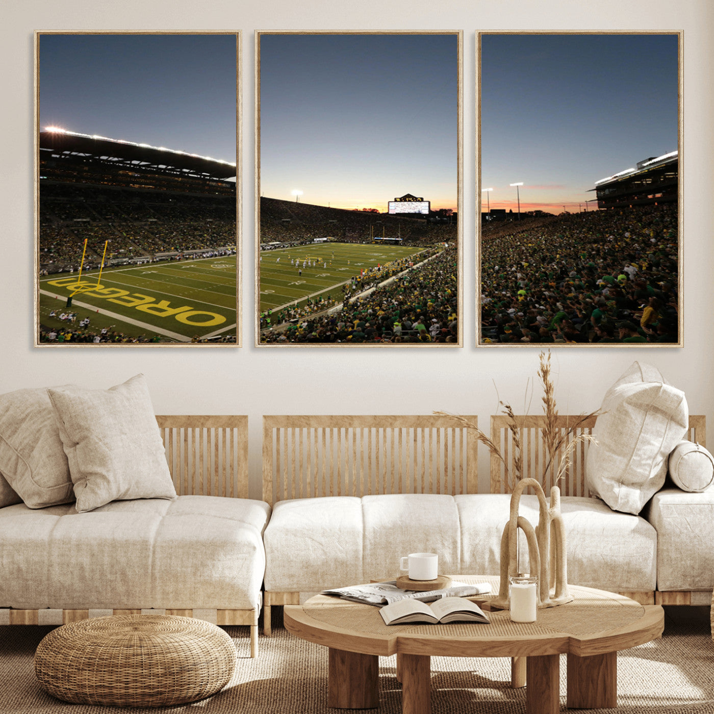 MGV-FC-60X30-3P - Oregon Ducks Football Team Print - Eugene Autzen Stadium Wall Art Canvas Print