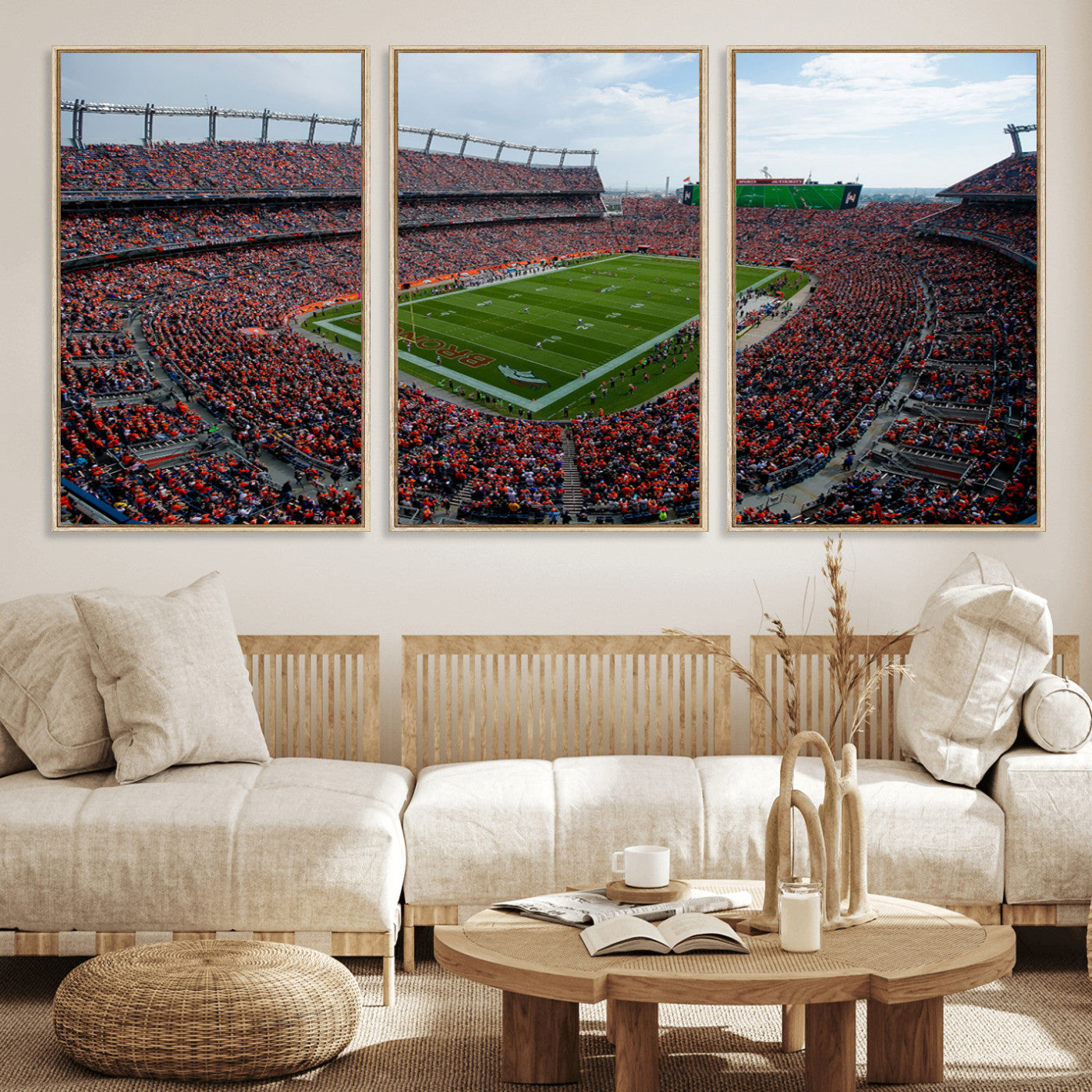 MGV-FC-60X30-3P - Denver Broncos Football Team Print - Empower Field Mile High Stadium Wall Art Canvas Print