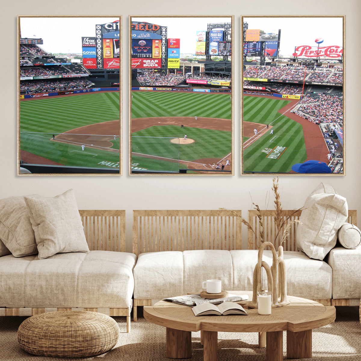 64829-MGV-CV-36X24 - New York Mets Baseball Team Print, Citi Field Baseball Stadium Wall Art