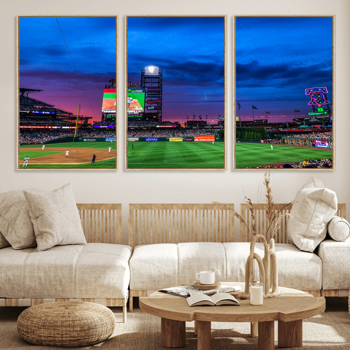 20427-MGV-CV-36X24 - Philadelphia Phillies Baseball Team Print, Citizens Bank Park, Extra Large Game Room Wall Decor