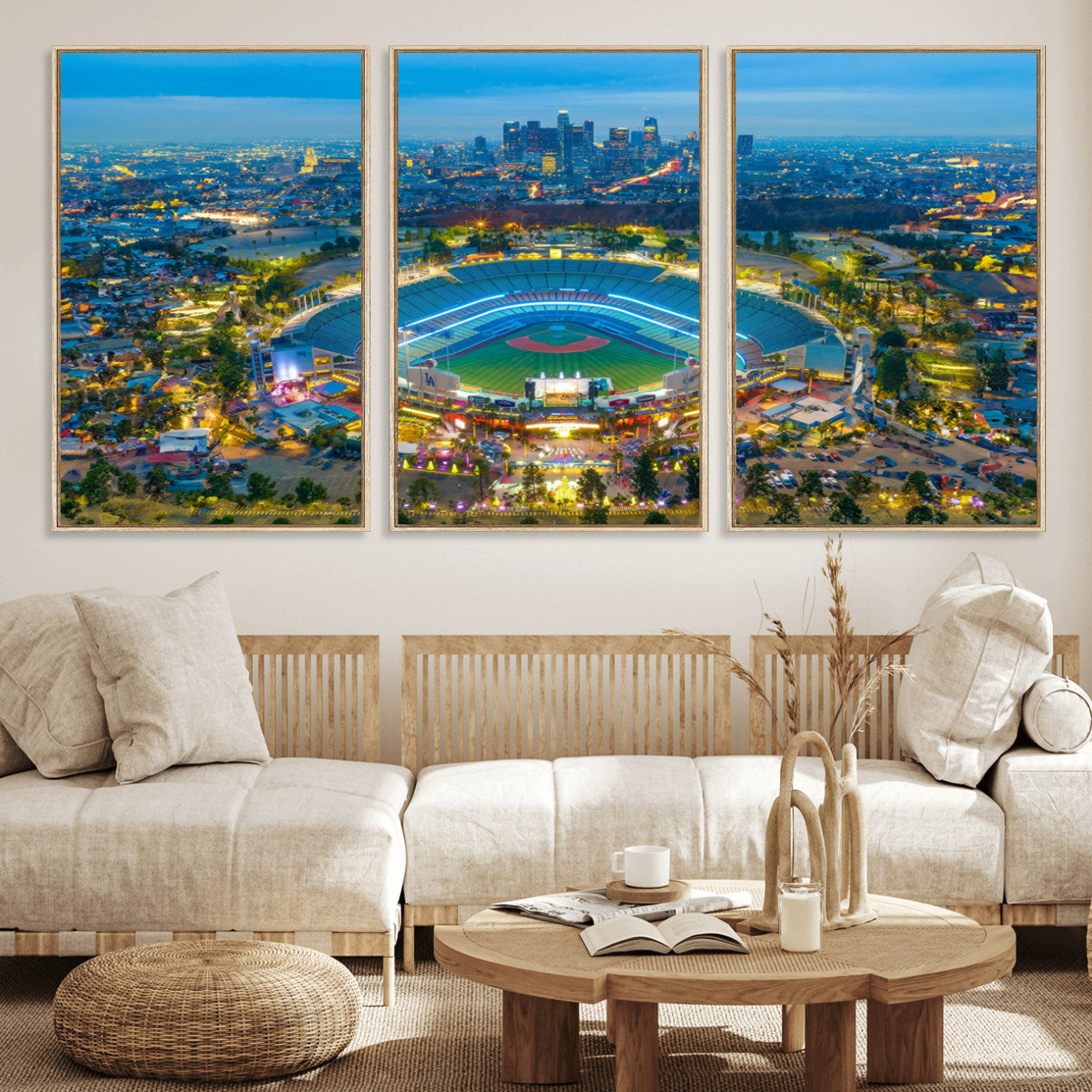 MGV-FC-60X30-3P - Los Angeles Dodgers Wall Art Canvas, Dodger Stadium Wall Art Canvas Print - MLB Baseball Stadium