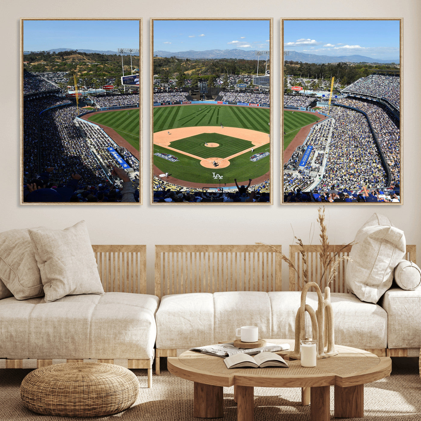 MGV-FC-60X30-3P - Los Angeles Dodgers Dodger Stadium Wall Art Canvas Print - MLB Baseball Stadium Wall Art Canvas