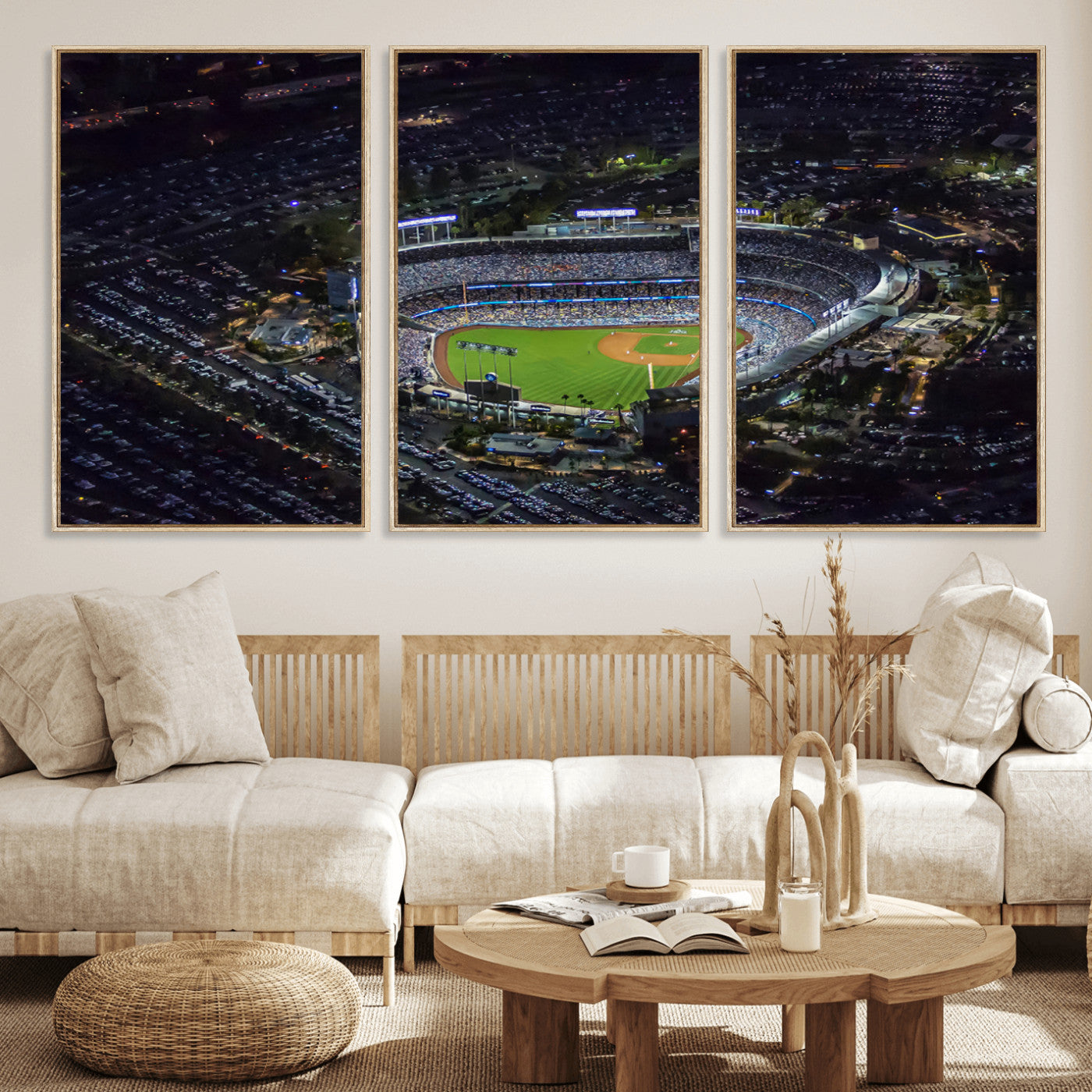 MGV-FC-60X30-3P - Los Angeles Dodgers Dodger Stadium Wall Art Canvas Print - MLB Baseball Stadium