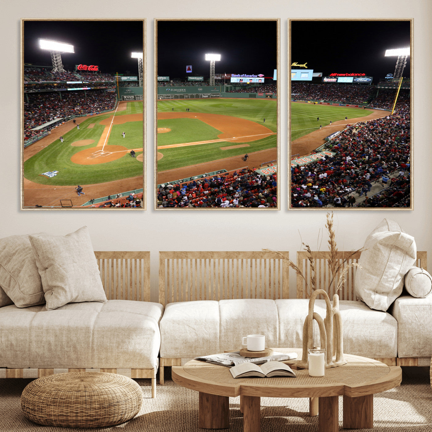 MGV-FC-60X30-3P - Boston Red Sox Baseball Team Print - Massachusetts Fenway Park Stadium Wall Art Canvas Print