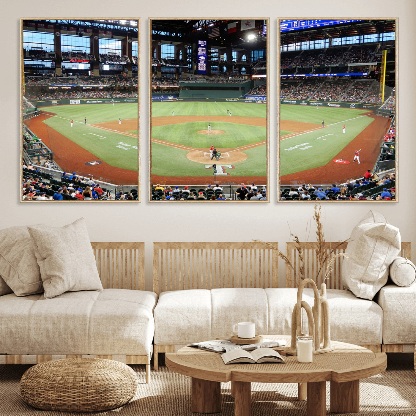 MGV-FC-60X30-3P - Texas Rangers Baseball Team Print - Arlington Globe Life Field Stadium Canvas Print Wall Art