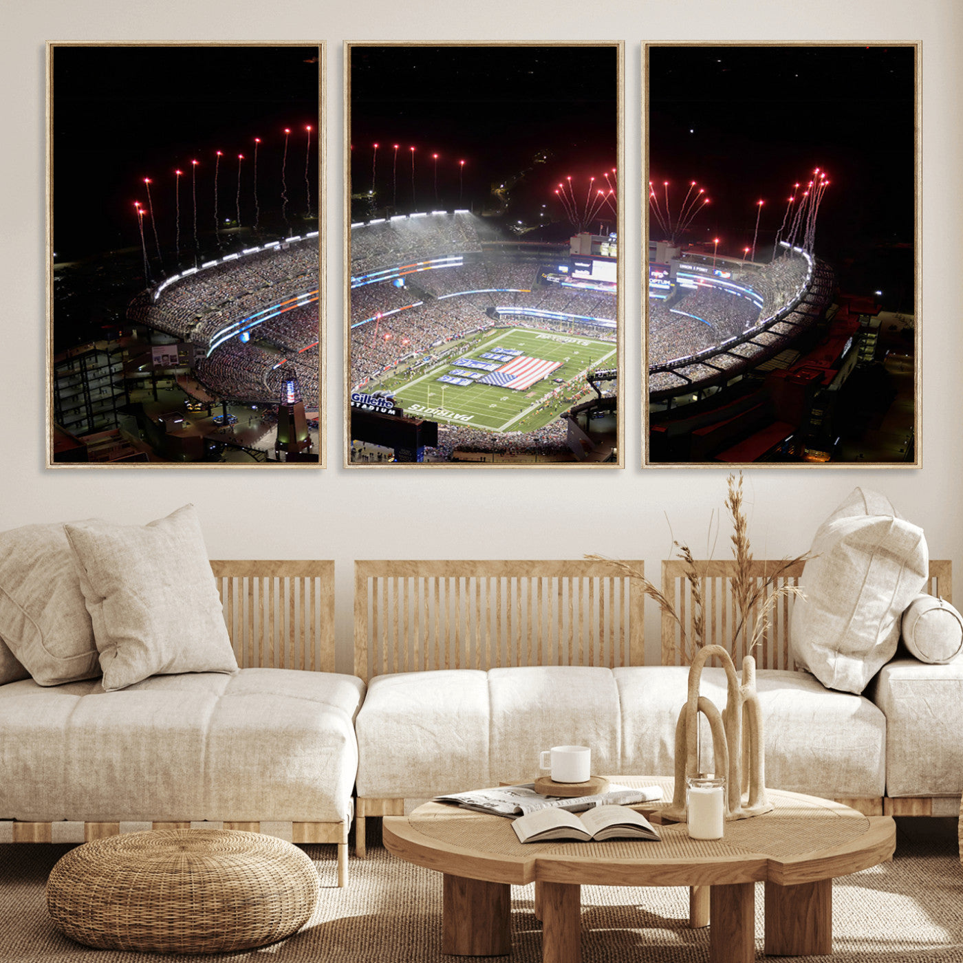 MGV-FC-60X30-3P - New England Patriots Team Print Wall Art- Foxborough Gillette Stadium Wall Art Canvas Print