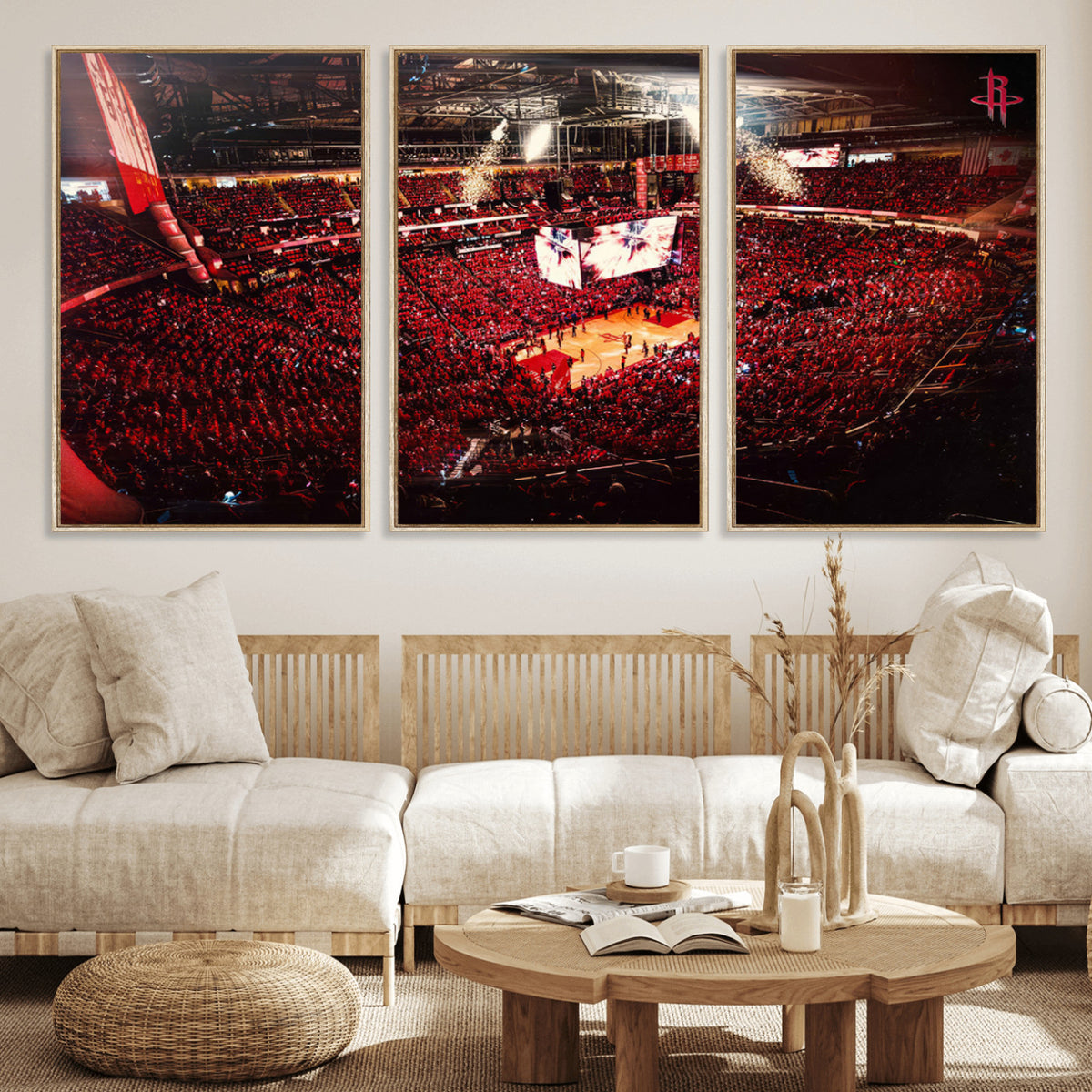 91527-MGV-CV-36X24 - Houston Rockets Basketball Team Print Canvas, Houston Toyota Center Arena Wall Art