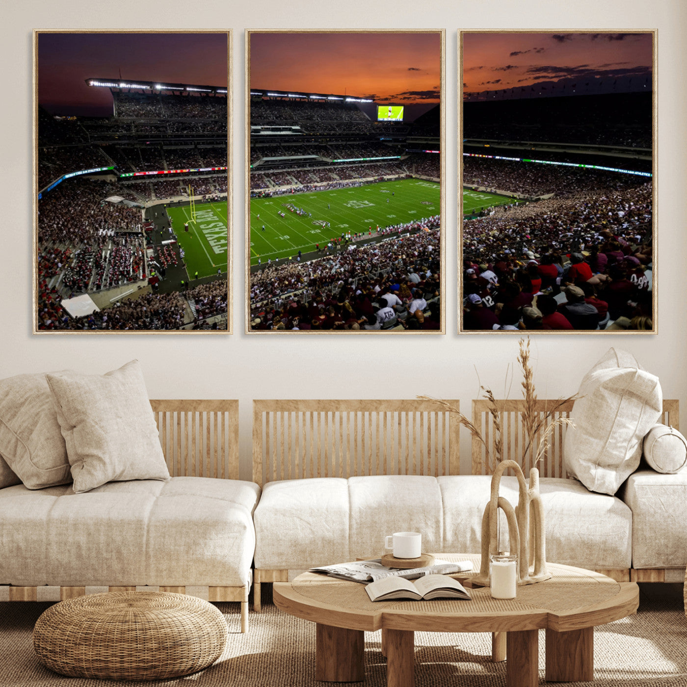 MGV-FC-60X30-3P - Texas A&M Aggies Football Team Print - College Station Kyle Field Stadium Wall Art Canvas Print