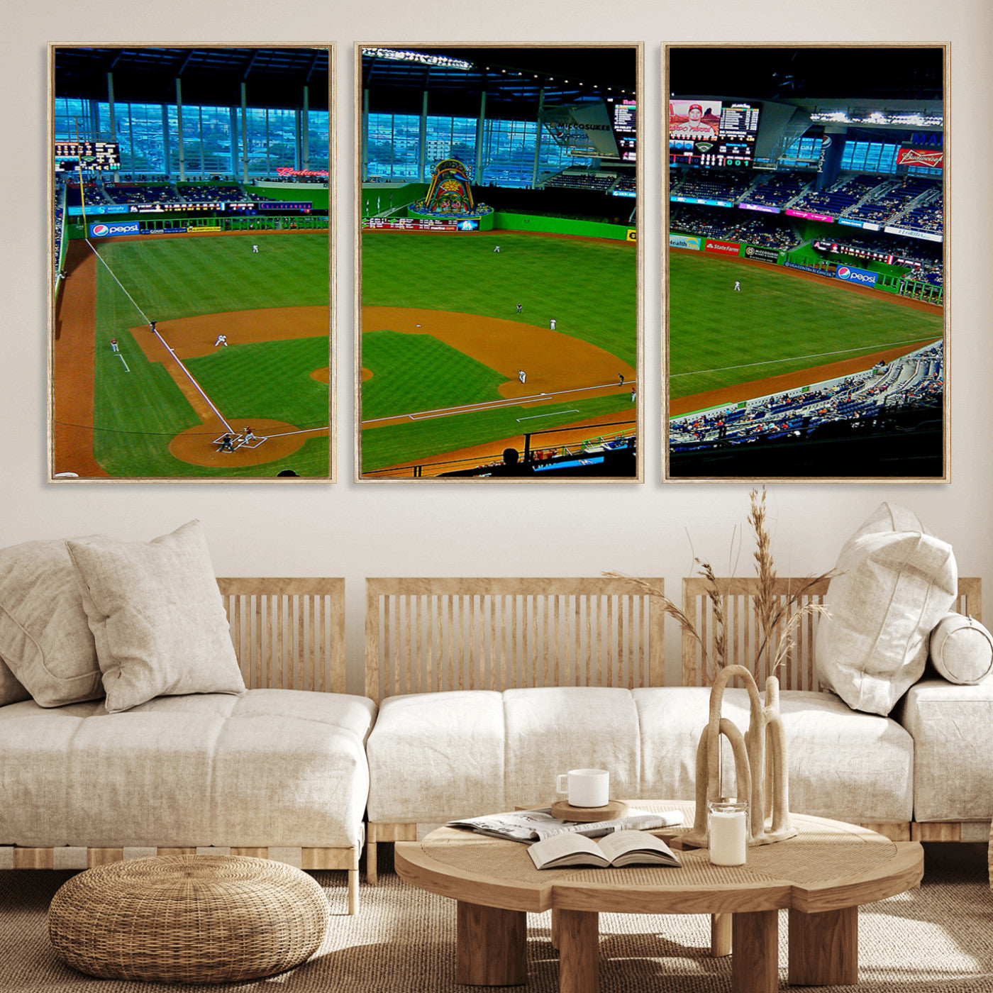MGV-FC-60X30-3P - Miami Marlins Baseball Team Print - Miami LoanDepot Park Stadium Wall Art Canvas Print