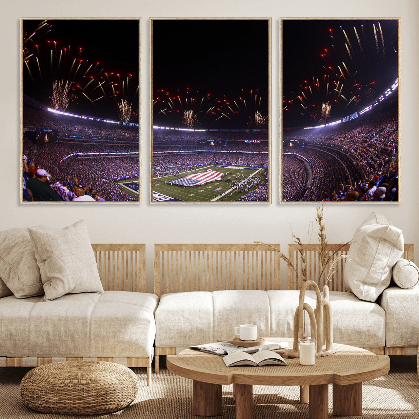 MGV-FC-60X30-3P - New York Giants Football Team Print - East Rutherford MetLife Stadium Wall Art Canvas Print