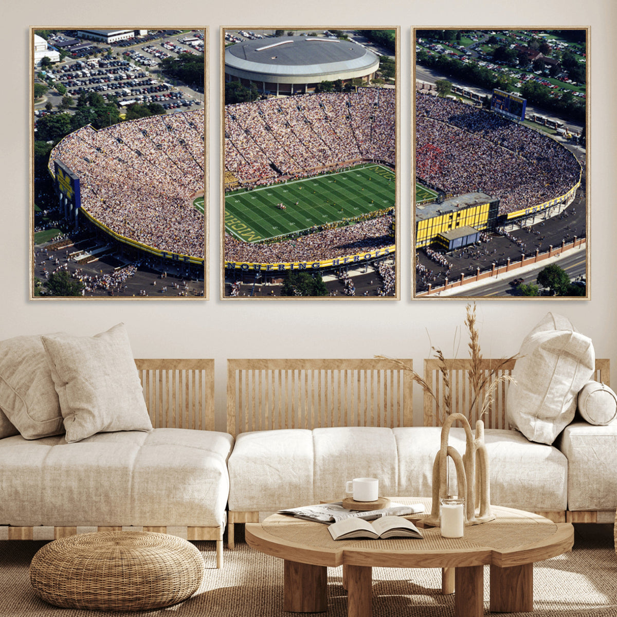 27314-MGV-CV-36X24 - Michigan Wolverines Football Team Print, Ann Arbor Michigan Stadium Wall Art