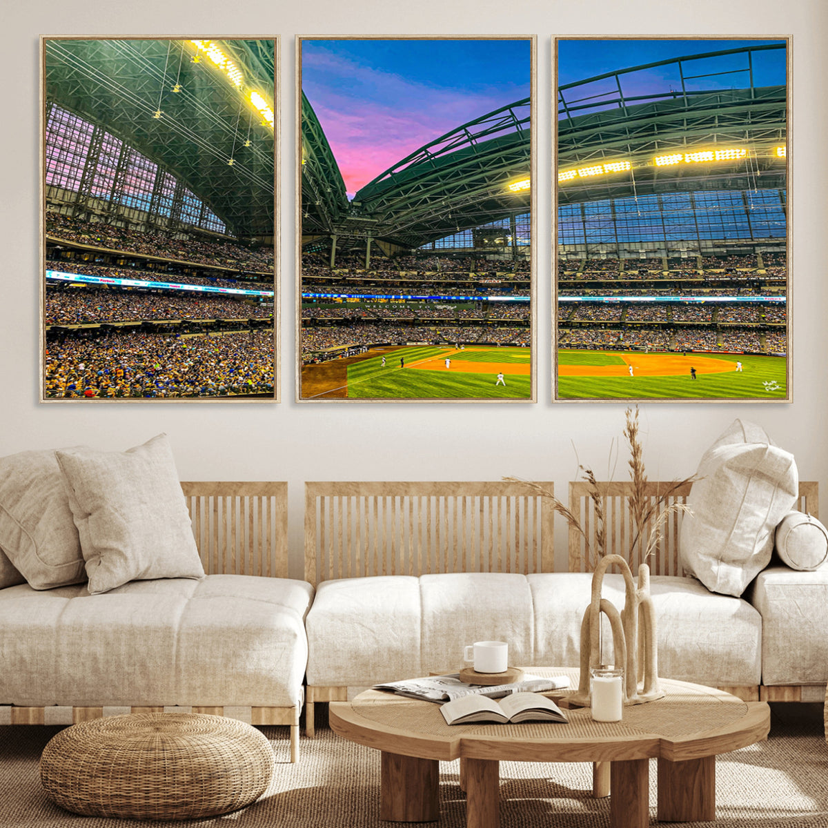 17006-MGV-CV-36X24 - Milwaukee Brewers Baseball Team Print Canvas, American Family Field Stadium Wall Art