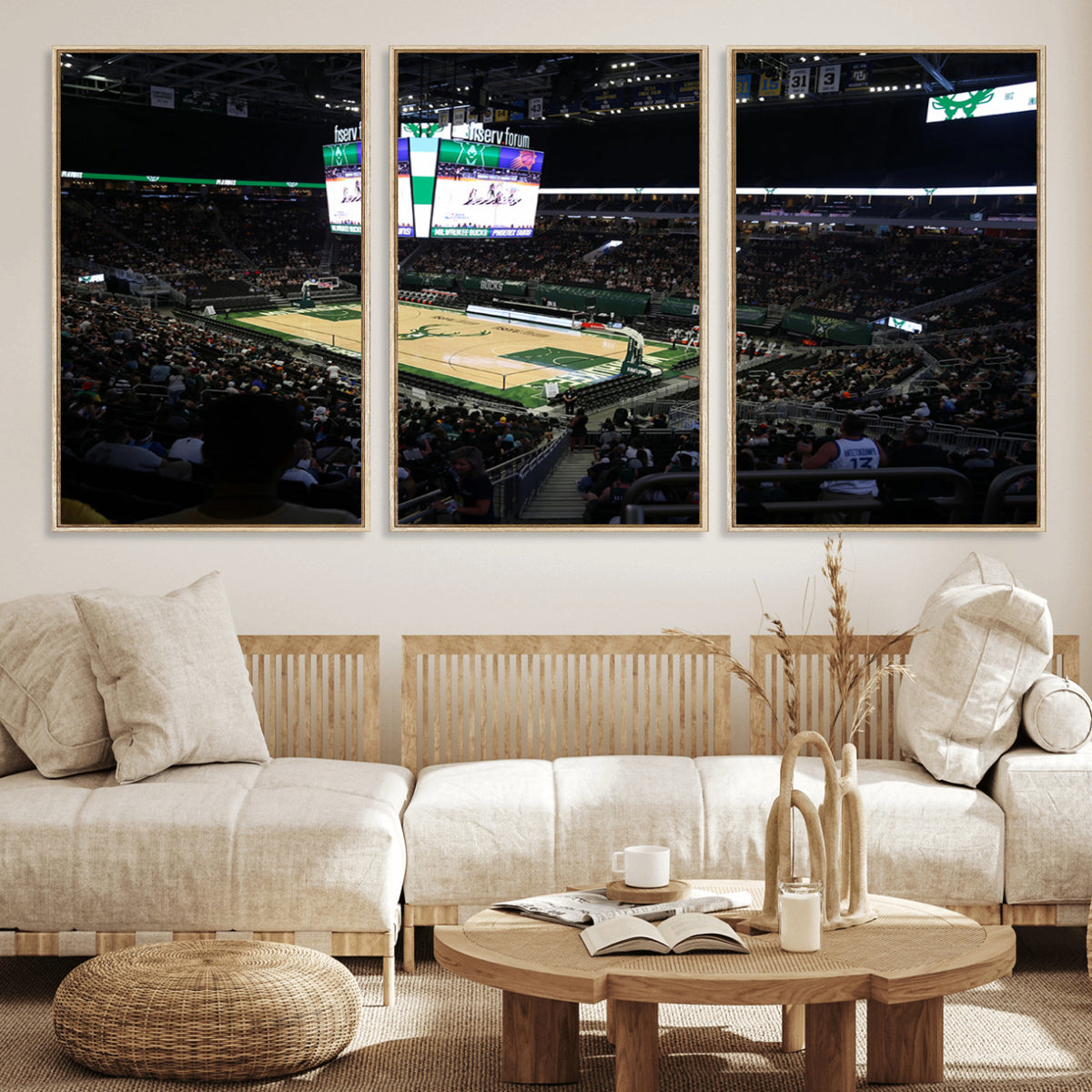 69882-MGV-CV-36X24 - Milwaukee Bucks Basketball Print, Fiserv Forum Stadium Wall Art