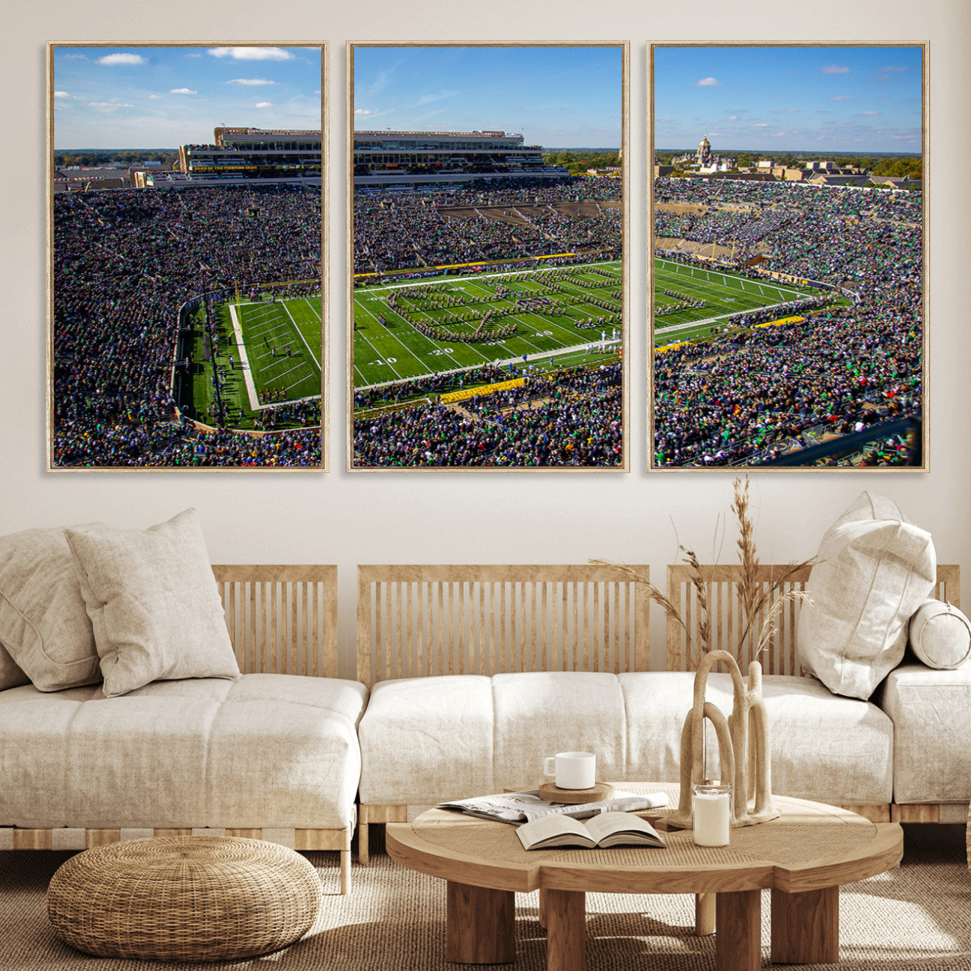 MGV-FC-60X30-3P - Notre Dame Fighting Irish Football Team Print - Notre Dame Stadium Wall Art Canvas Print