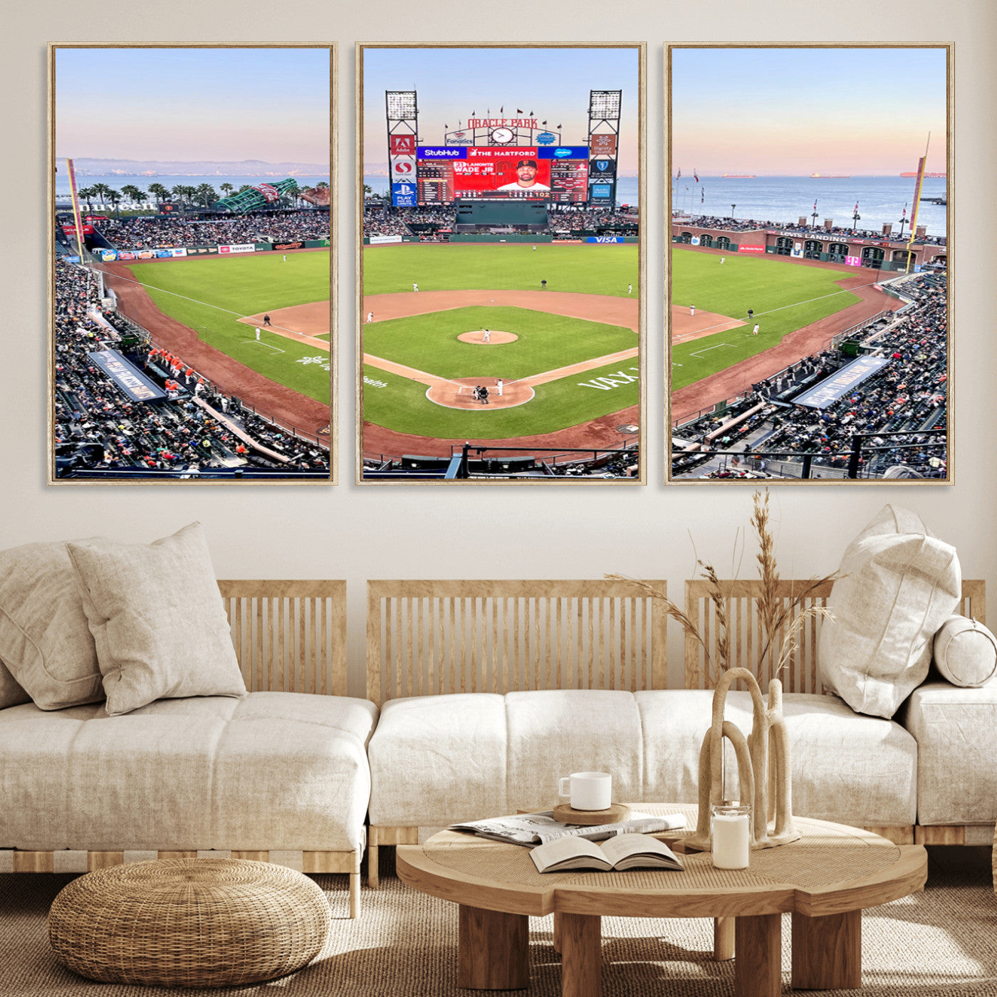 MGV-FC-60X30-3P - San Francisco Giants Baseball Team Print - Oracle Park Stadium Wall Art Canvas Print