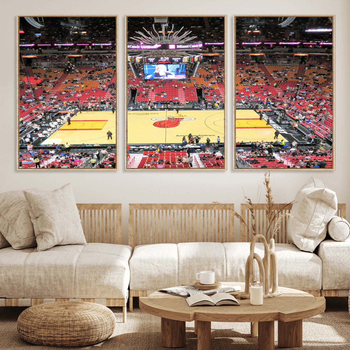 MGV-FC-60X30-3P - Miami Heat Basketball Team Print Wall Art- Kaseya Center Stadium Wall Art Canvas Print