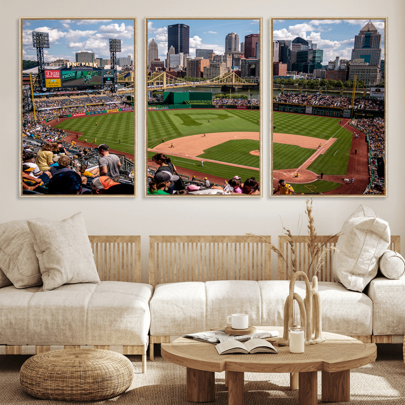 MGV-FC-60X30-3P - Pittsburgh Pirates Baseball Team Print - PNC Park Stadium Wall Art Canvas Print - Ready to Hang