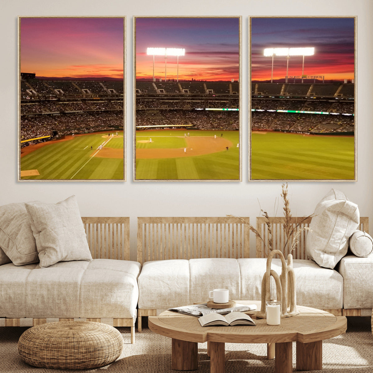 73718-MGV-CV-36X24 - Oakland Athletics Baseball Team Print, Oakland Coliseum