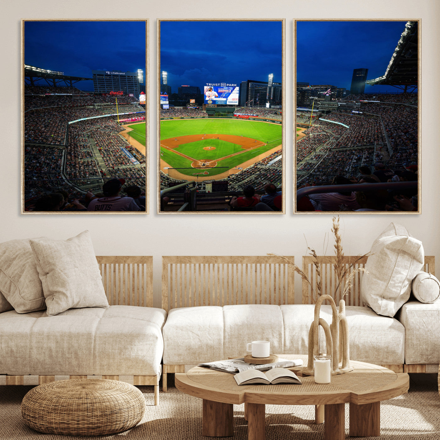 MGV-FC-60X30-3P - Truist Park Night Game Canvas Art - Atlanta Braves Stadium Wall Art Canvas