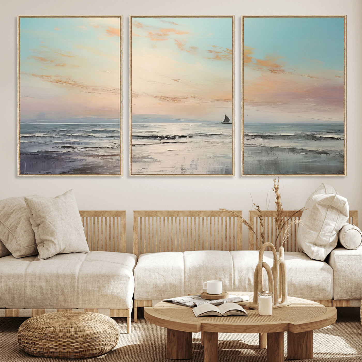 MGV-FC-60X30-3P - Abstract Ocean Wall Art -  Boat Wall Art Canvas Print