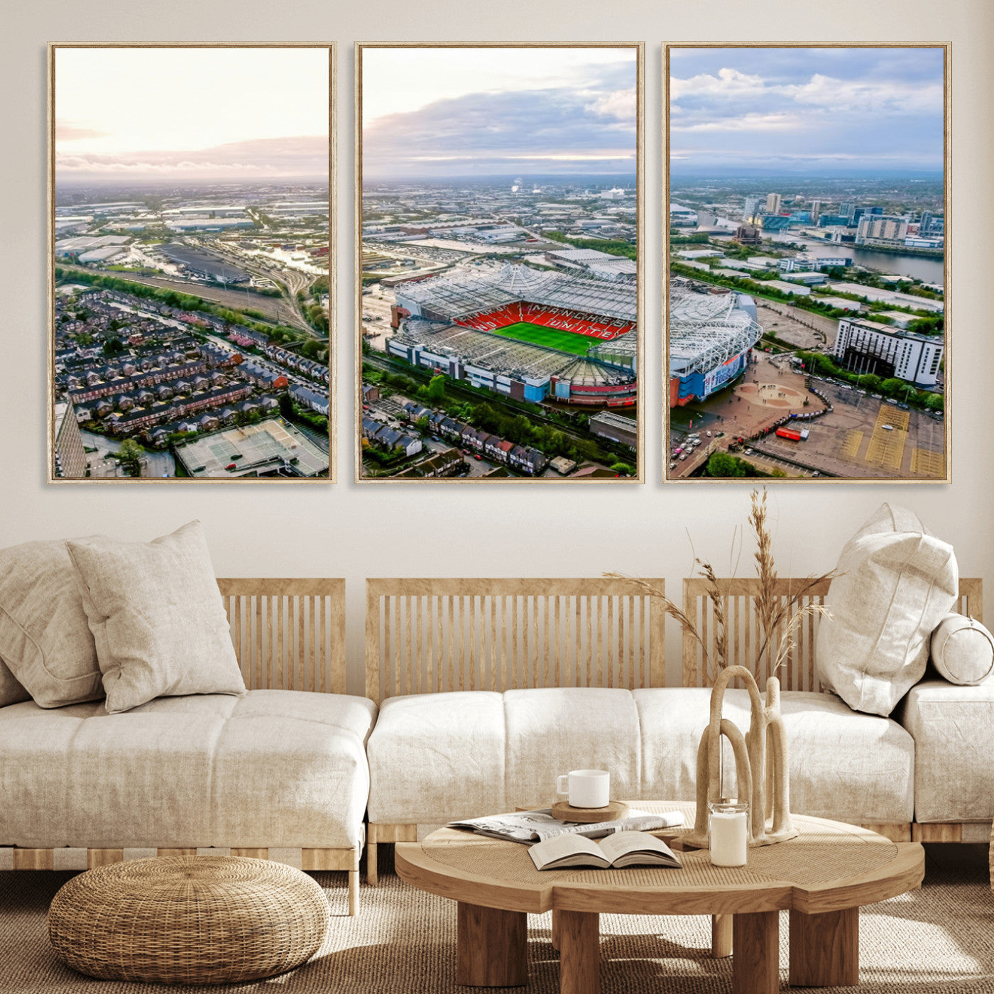 MGV-FC-60X30-3P - Old Trafford Manchester United Stadium Wall Art Canvas Print - Aerial View Stadium, Old Trafford
