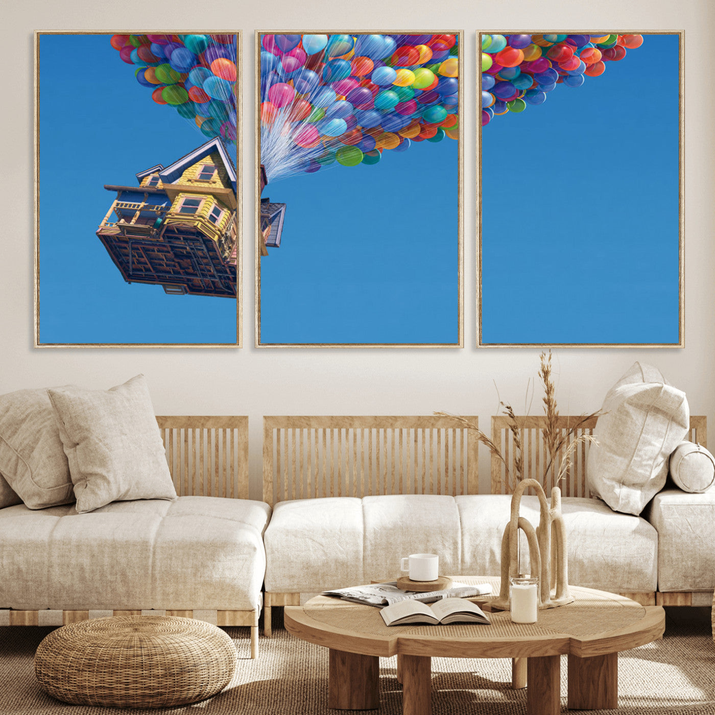 MGV-FC-60X30-3P - Carl Fredricksen, Up Movie Wall Art, Balloons Wall Art, Air Balloons for Kids Room Print