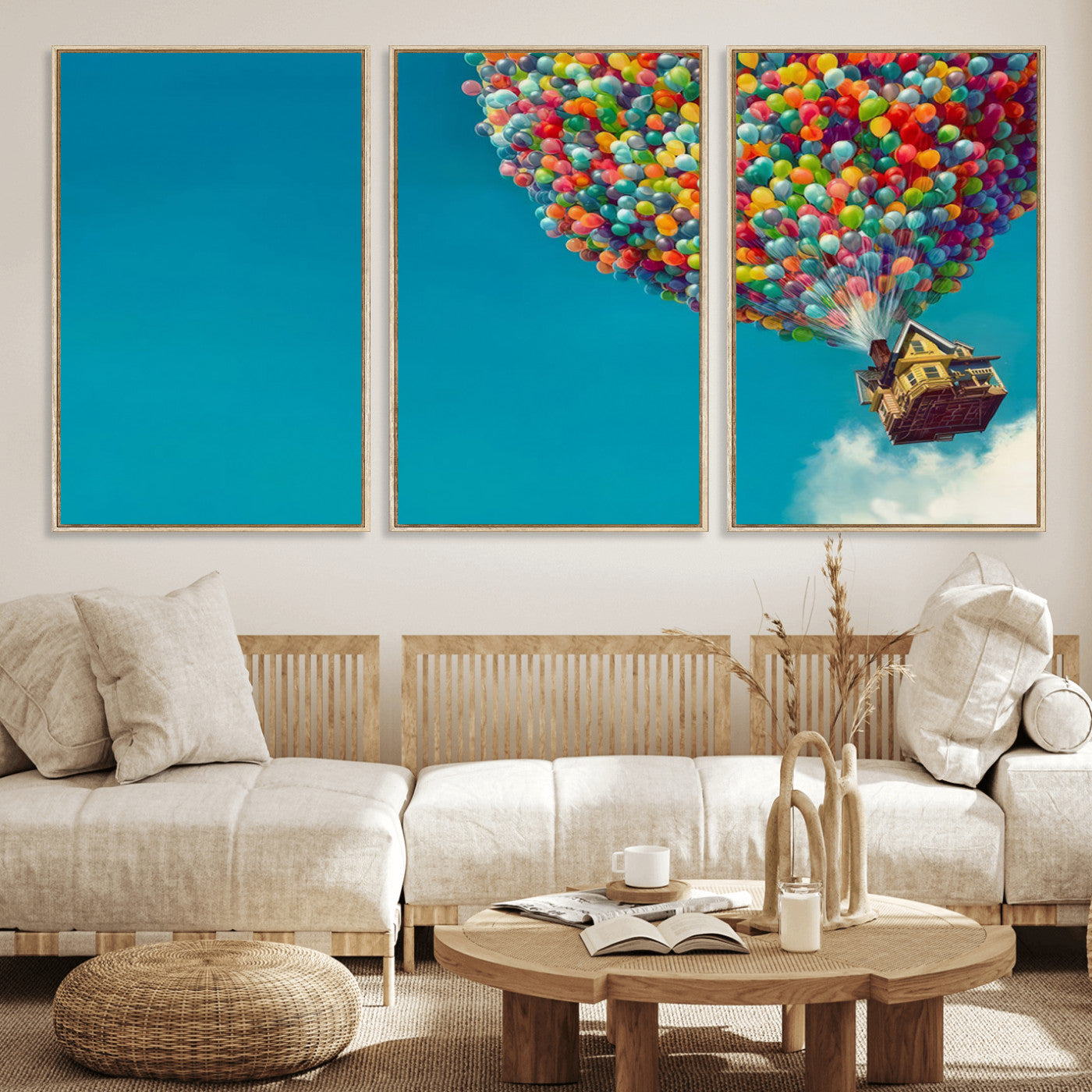 MGV-FC-60X30-3P - Carl Fredricksen, Up Movie Wall Art, Colorful Balloon House Art | Whimsical Wall Decor for Living