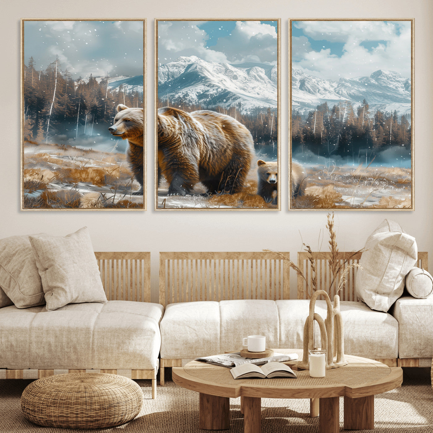 MGV-FC-60X30-3P - Bear and Baby Bear Wall Art Canvas Print