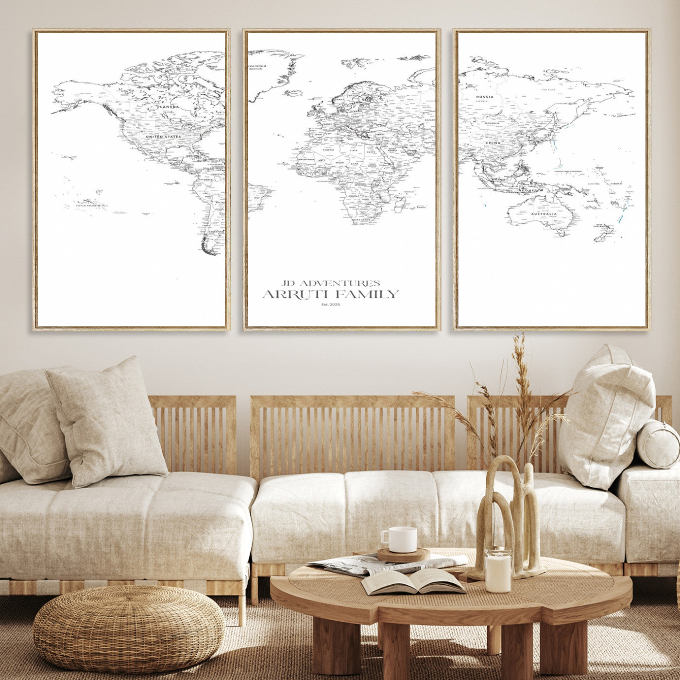 23223-MGV-CV-36X24-Personalized World Map Wall Art Canvas Print - Custom Push Pin Travel Map Canvas - Framed Map Print for Travel Lover Gift