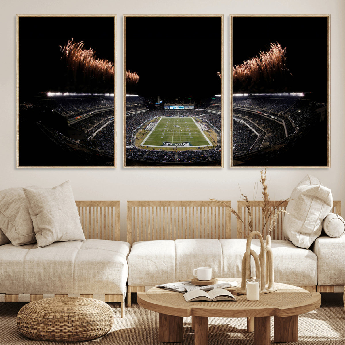 89680-MGV-CV-36X24 - Eagles Field Stadium Wall Art, Philadelphia Eagles Football, Framed and Ready to Hang