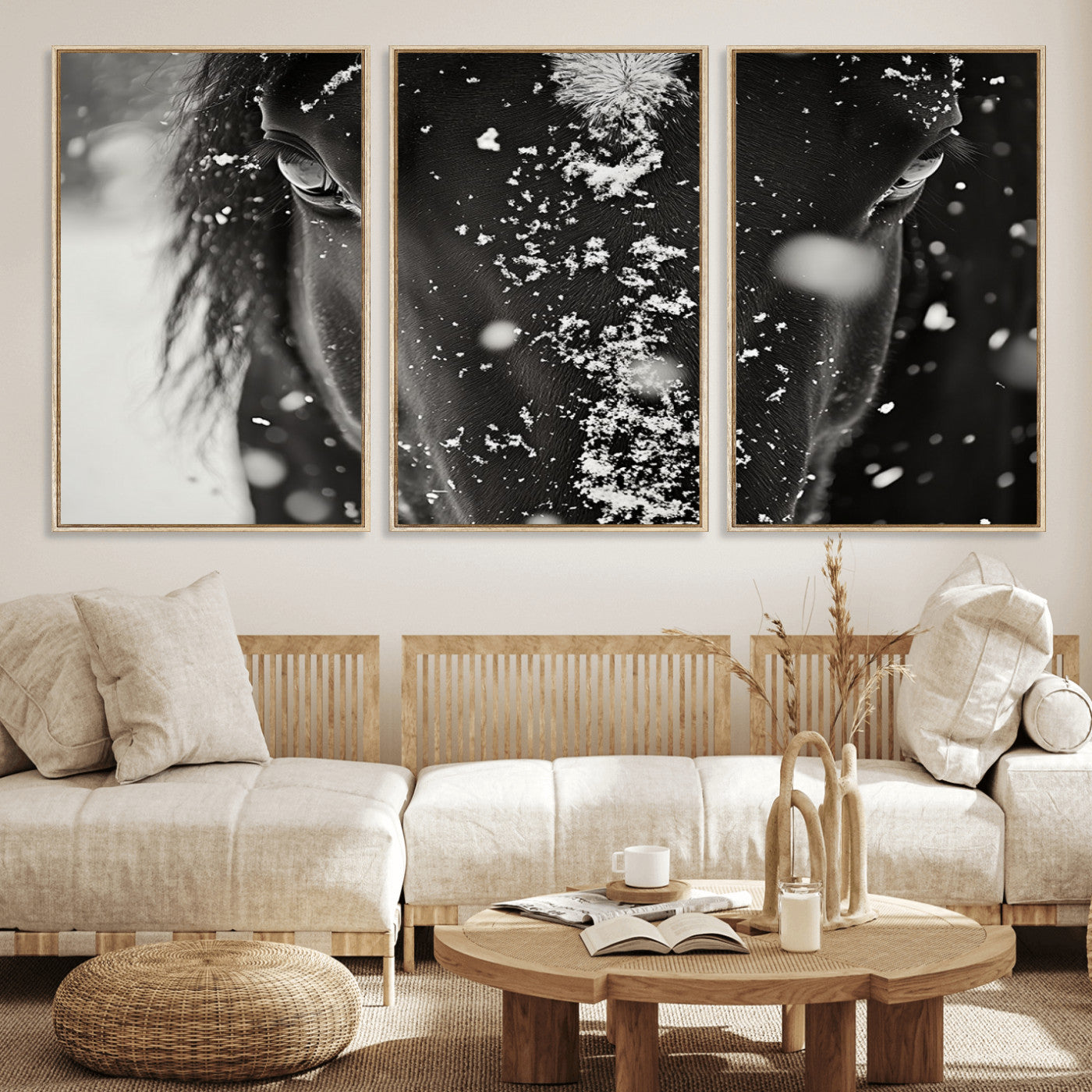 73281-MGV-CV-36X24-Winter Horse Snow Wall Art Canvas Print