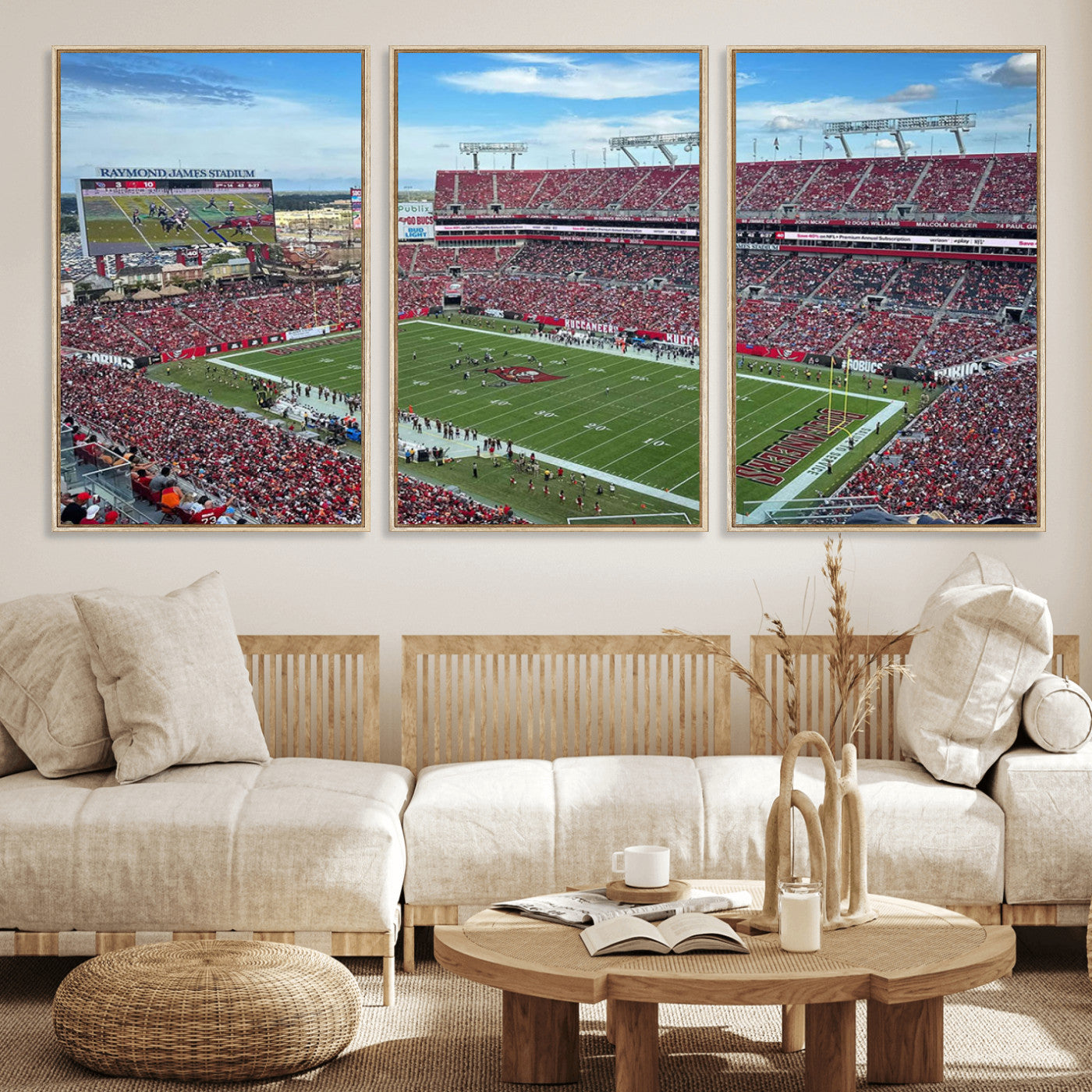 MGV-FC-60X30-3P - Florida Tampa Raymond James Stadium Wall Art Canvas Print - NFL Football Stadium Print Canvas