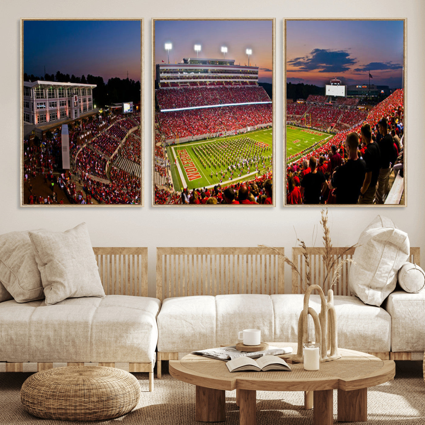 MGV-FC-60X30-3P - NC State Wolfpack Football Team Print - Raleigh Carter-Finley Stadium Wall Art Canvas Print