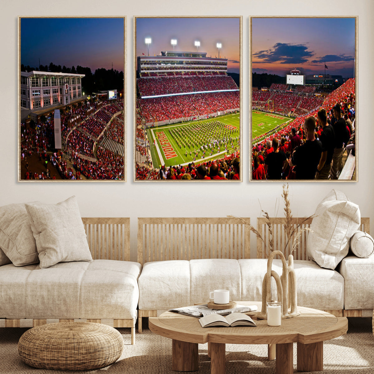 87655-MGV-CV-36X24 - NC State Wolfpack Football Team Print - Raleigh Carter-Finley Stadium Wall Art Canvas Print