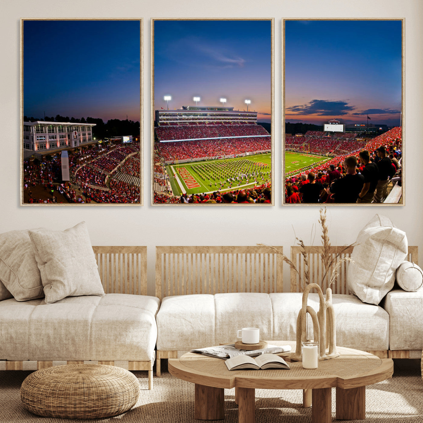 MGV-FC-60X30-3P - NC State Wolfpack Football Team Print - Raleigh Carter-Finley Stadium Wall Art Canvas Print