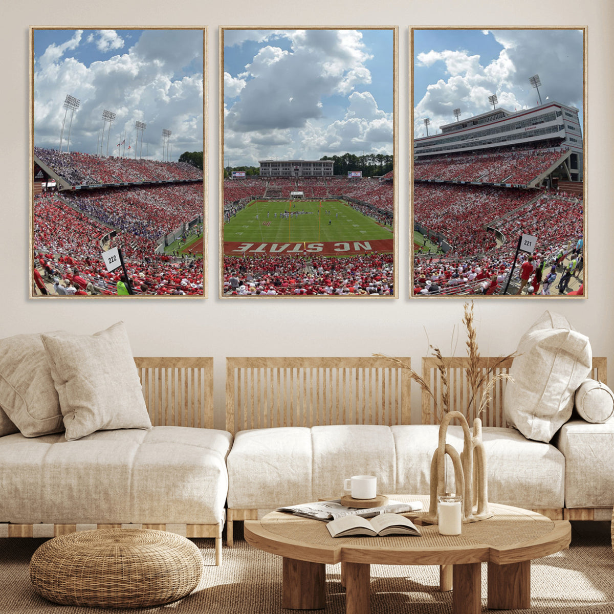 30640-MGV-CV-36X24 - NC State Wolfpack Football Team Print Canvas- Raleigh Carter-Finley Stadium Wall Art Canvas Print