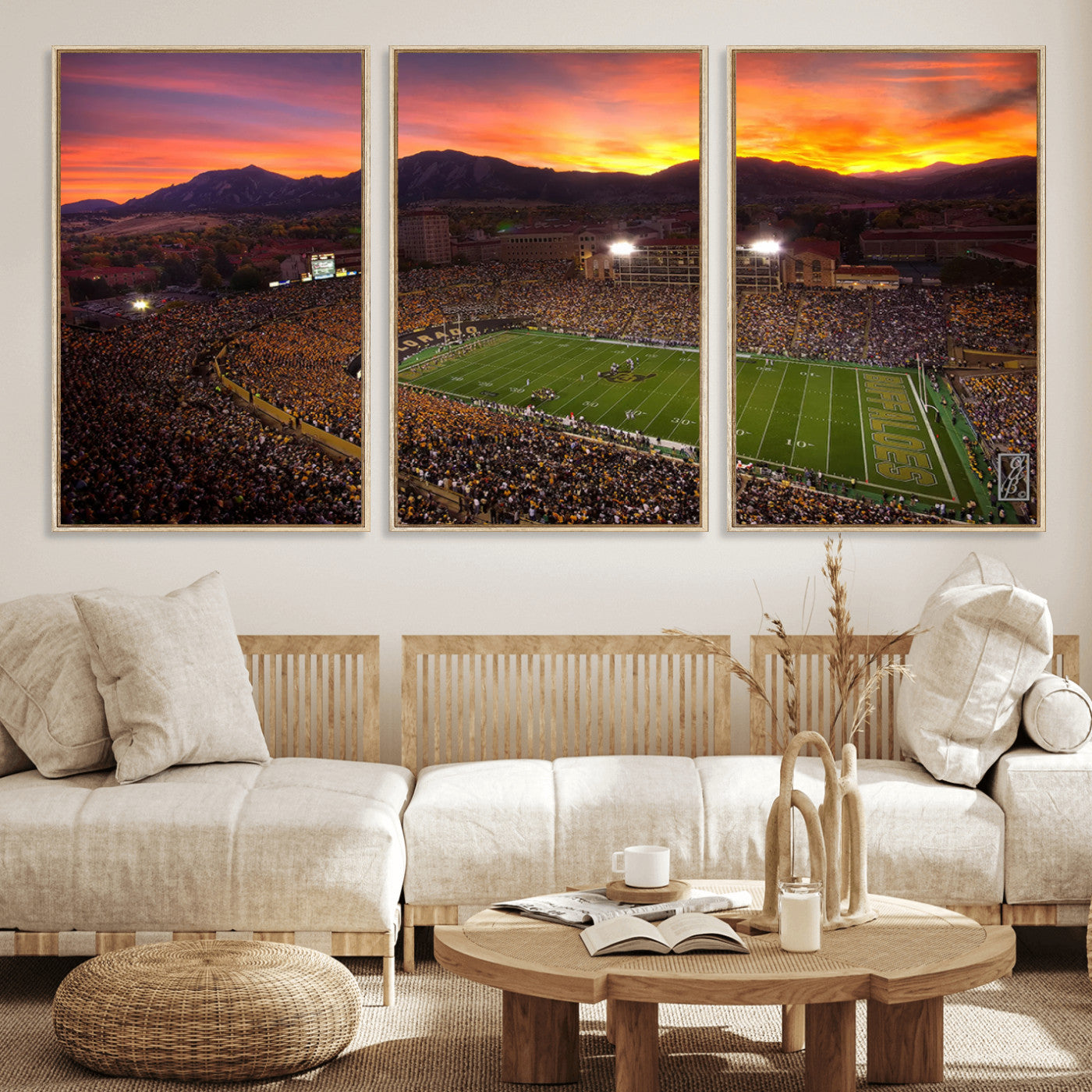 MGV-FC-60X30-3P - Colorado Buffaloes Football Team Print - Boulder Folsom Field Stadium Wall Art Canvas Print