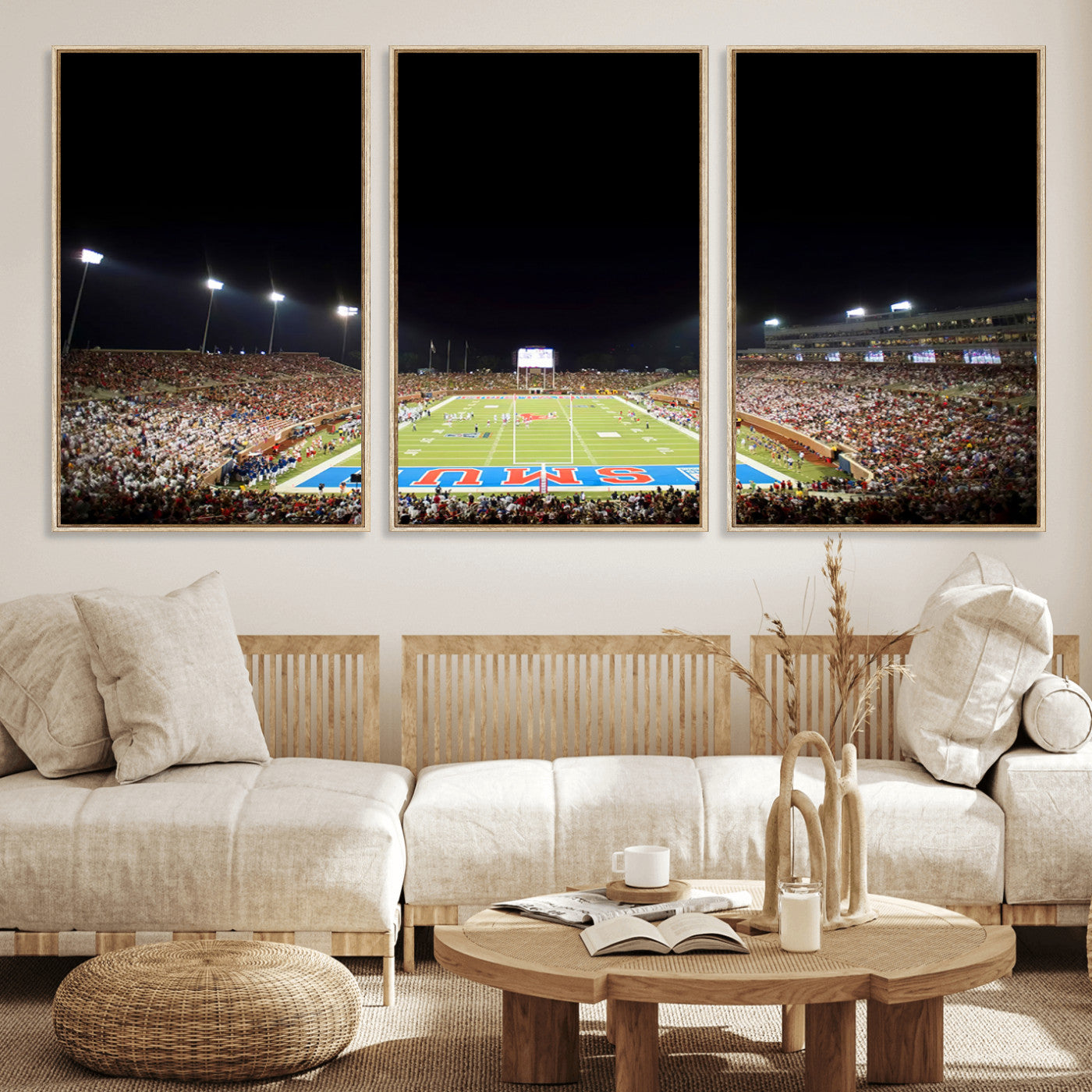 MGV-FC-60X30-3P - SMU Mustangs Football Team Print - Dallas Gerald J. Ford Stadium Wall Art Canvas Print