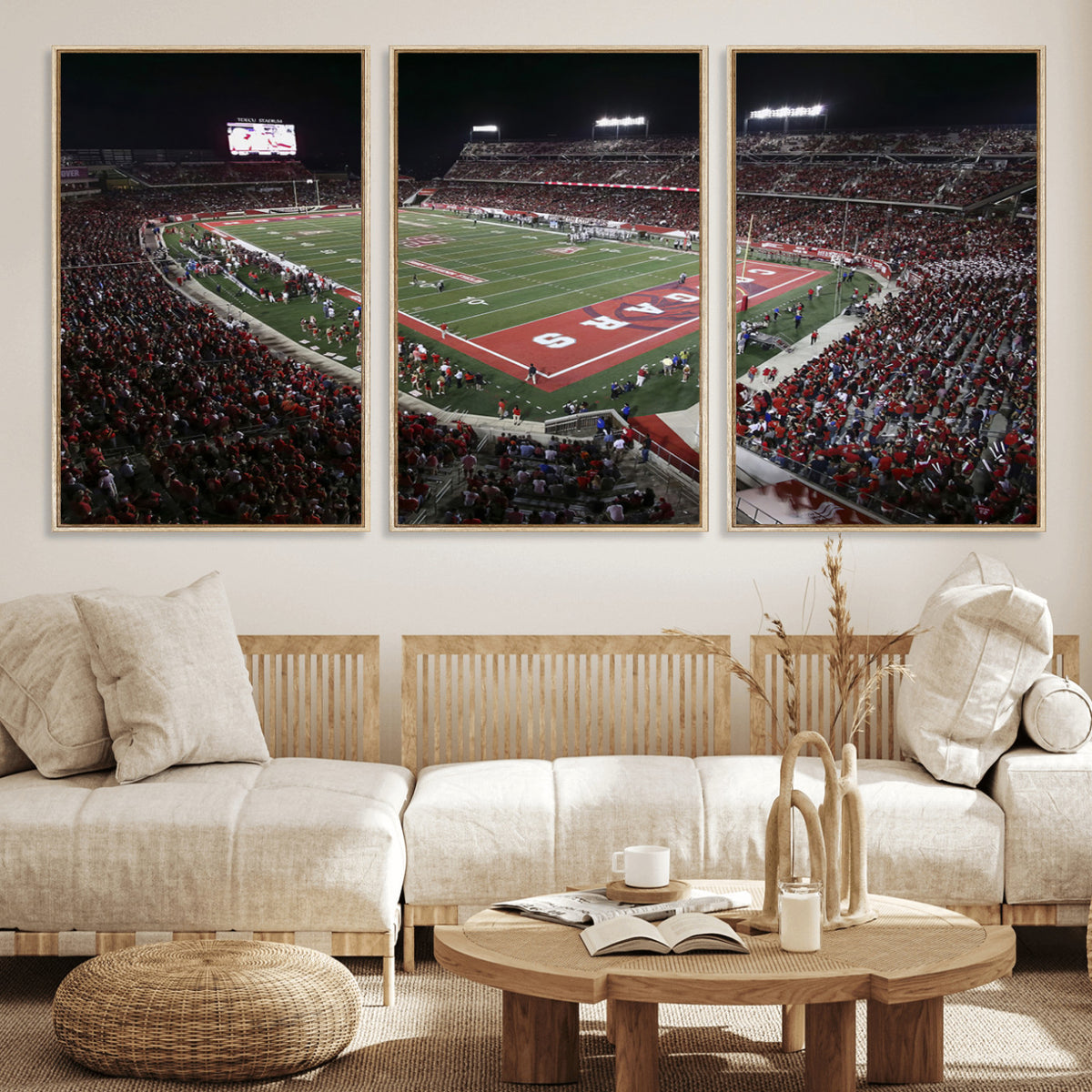 94207-MGV-CV-36X24 - Houston Cougars Football Team Print - Houston TDECU Stadium Wall Art Canvas Print
