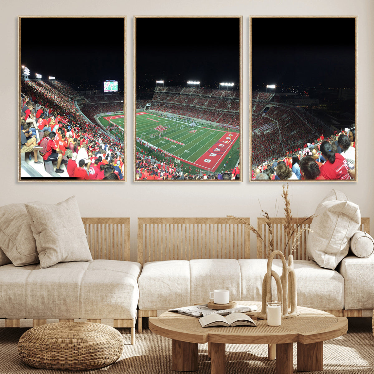 67036-MGV-CV-36X24 - Houston Cougars Football Team Print - Houston TDECU Stadium Wall Art Canvas Print