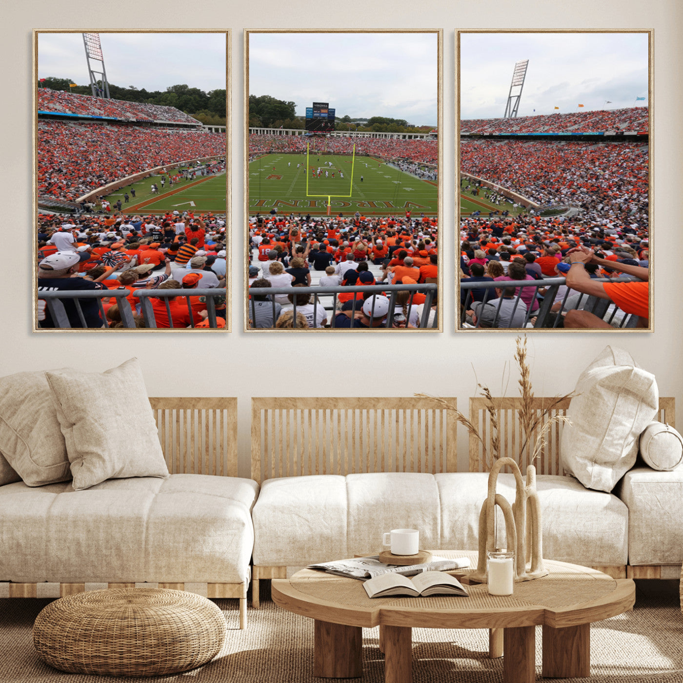 MGV-FC-60X30-3P - Virginia Cavaliers Football Team Print - Charlottesville Scott Stadium Print Wall Art Canvas