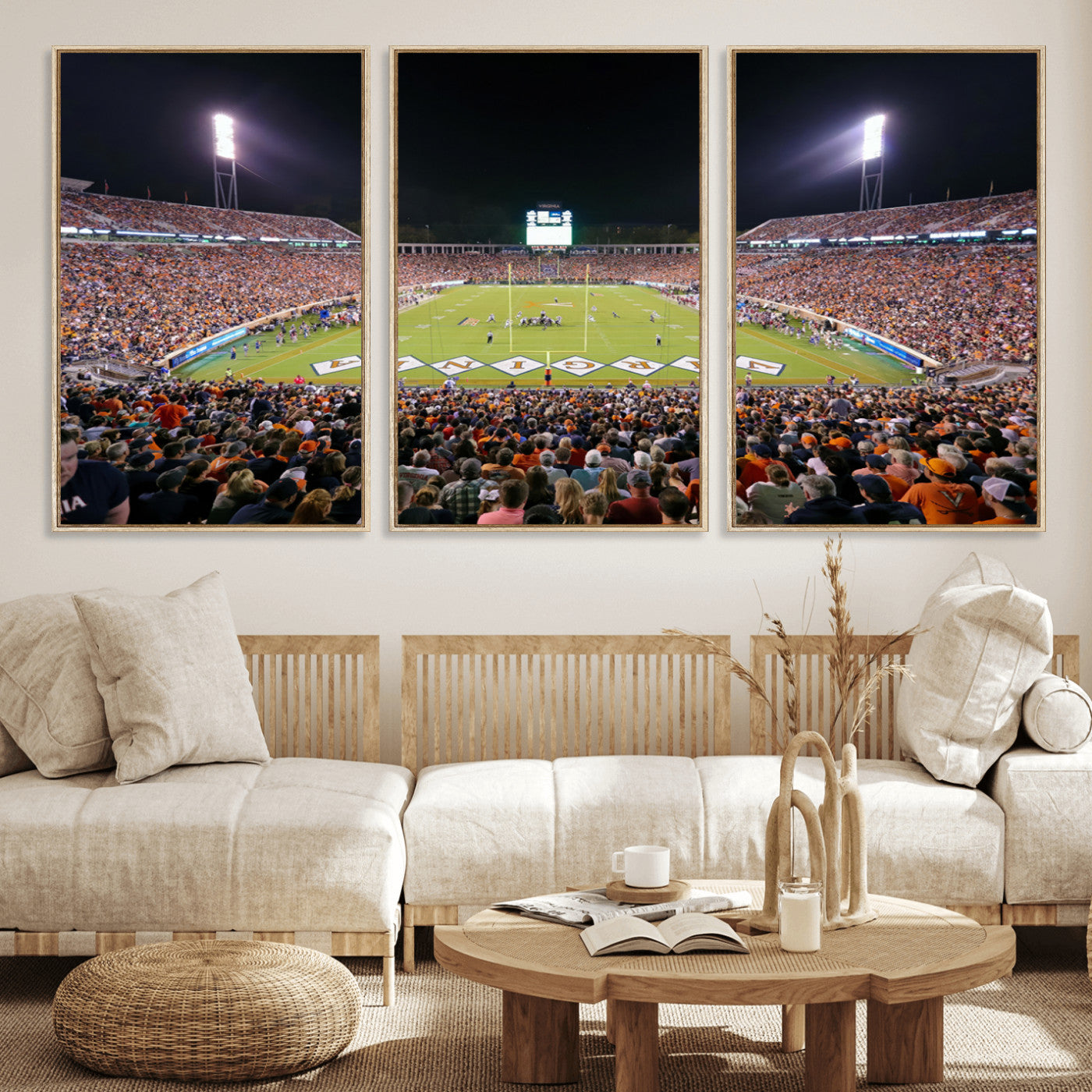 MGV-FC-60X30-3P - Virginia Cavaliers Football Team Print - Charlottesville Scott Stadium Wall Art Canvas Print